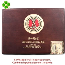 Angel Cuesta Doble Robusto Empty Wood Cigar Box 9.75" x 7" x 2.25"