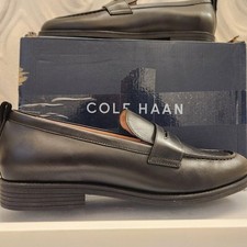 Cole Haan "Stassie" Black Leather Penny Loafers. NIB. Size 10