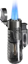 Urgrette Torch Lighter 1 Pack Butane Refillable Triple Jet Flame Black Nickel 