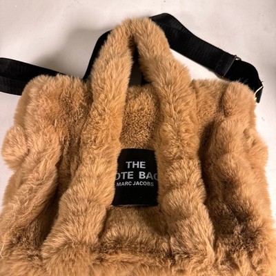 Marc Jacobs The Teddy Medium Tote Bag in Black Fuzzy Faux Fur