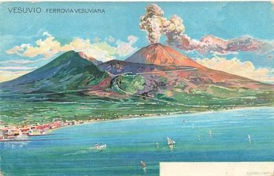 *Postcard ~ Volcano, Mount Vesuvius Erupting
