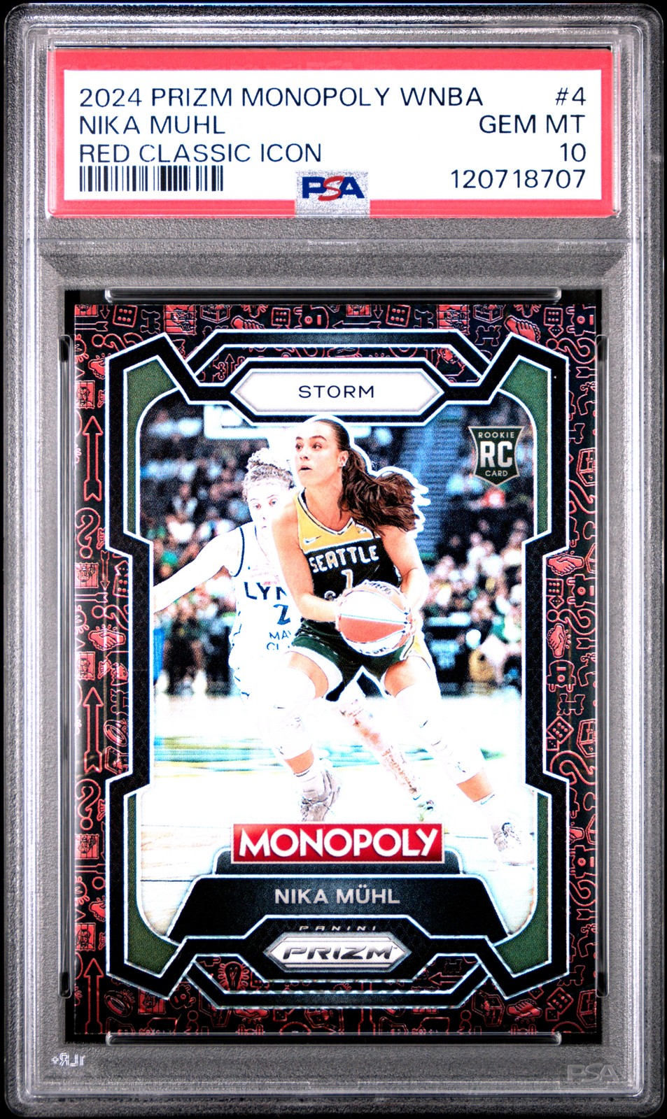2024 Panini Prizm Monopoly WNBA #4 Nika Muhl Classic Icons Red Prizm GEM MT 10