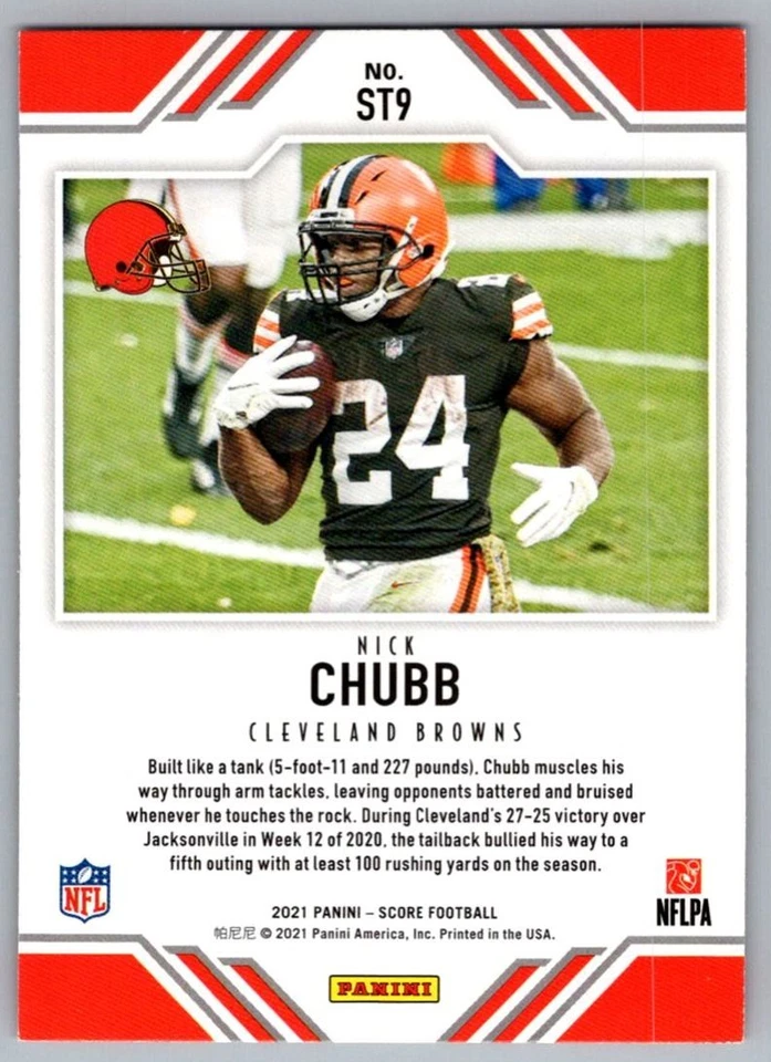 2021 Score Team Red Nick Chubb Cleveland Browns #ST9 - Image 2 of 2