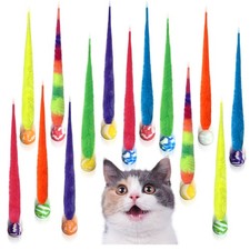 Cat Worm Refills - Assorted Teaser Wand Toys with Bell 14 Pcs 