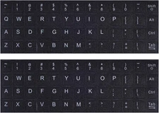 Universal English Keyboard Stickers, 2 Pack Matte Black with White Letters
