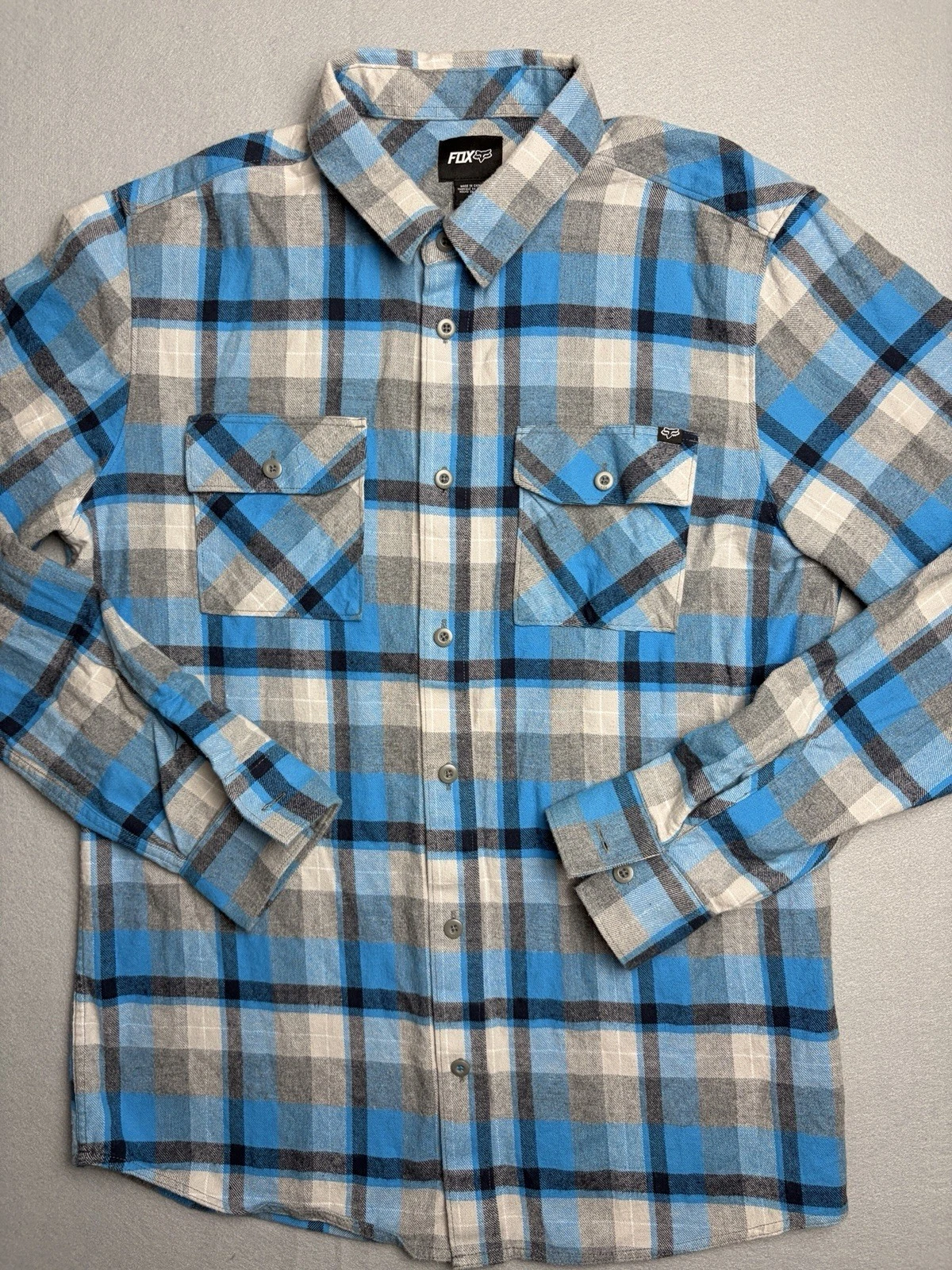 Fox Racing Flannel Shirt Men’s Medium Blue Gray Plaid Long Sleeve Button Up
Opens in a new window or
