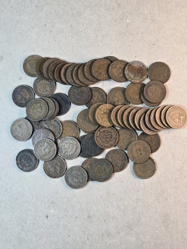 Lot of 60 Indian Head Small Cent Bronze Coins 1886-1909