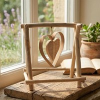 "Holz Deko Objekt \"Schwingendes Herz\" Tisch Fenster Figur, Herz In Herz, Geschenk"