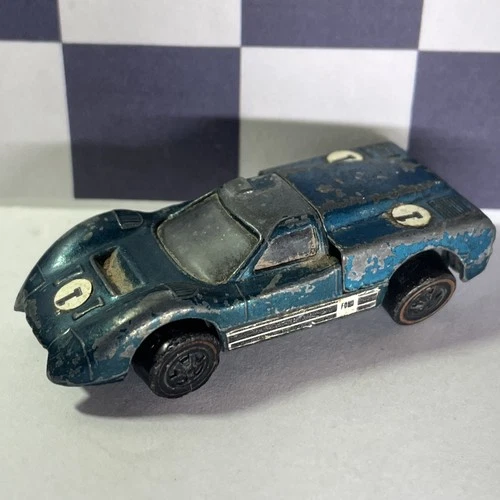 1968 FORD J-CAR Redline Hot Wheels Aqua Green Original Survivor Racecar Vintage