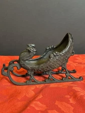 VTG Cast Iron Ram Head Sleigh 7” Decorative Primitive Christmas Winter Decor