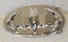 3D All Silver Batman Belt Buckle DC Comics New Old Stock Unused 4"
