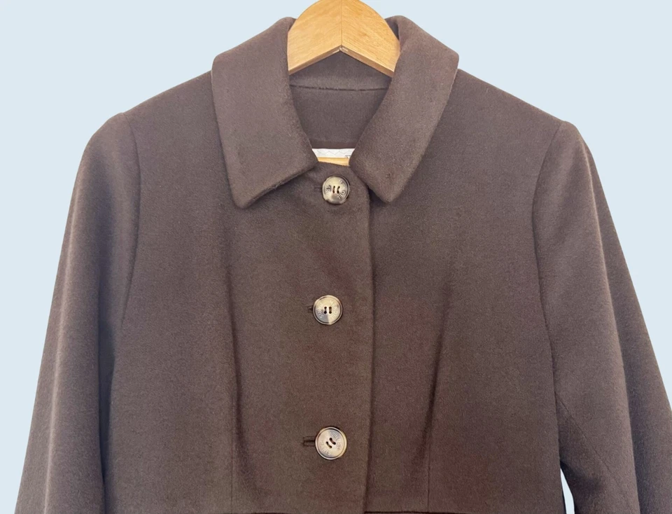 J MENDEL Paris Chocolate Brown Long Soft Full Button Coat Size S - Image 3 of 4