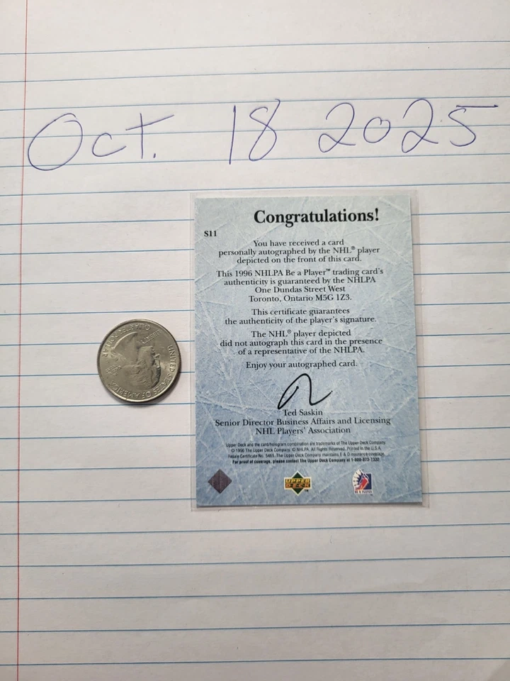 1995-96 Upper Deck Be a Player - Bob Carpenter #11 - Image 2 of 2