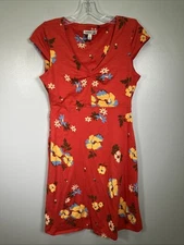Toad &Co Dress S Red Floral Print Casual Preppy Stretch Organic Cotton Blend