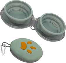 Collapsible Dog Bowls, 2-in-1 Silicone Pet Food and Water Bowl with Carabiner...