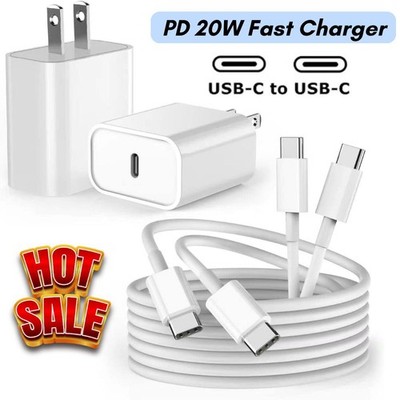 For iPhone 15/16/17/Air/Pro Max/Plus 20W USB-C Fast Charger Type C Charging Cord