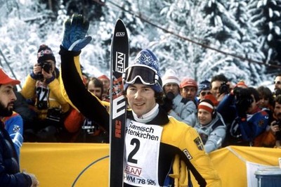 The Swedish skier Ingemar Stenmark after his victorious run slalom- Old Photo