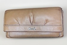 Vintage Coach Soho Pleated Brown Leather Trifold Wallet Preloved