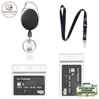 Ausweishalter Lanyard Ausziehbar Schwarz Mit Durchsichtiger Wasserdichter HüLle