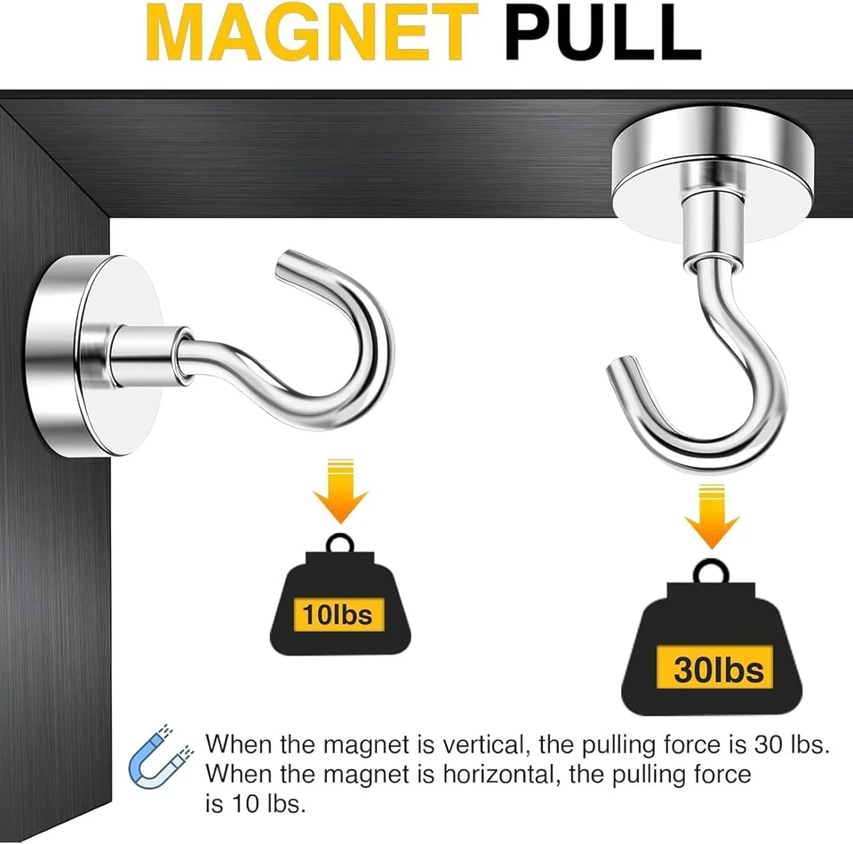 Ganchos magnéticos hágalo usted mismo, 30 lb + gancho magnético 2025 cabina de crucero barco esencial pesado Foto 4 de 4