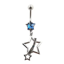1PC 14G(1.6mm) Belly Button Rings CZ Star Navel Piercing Body Jewerly