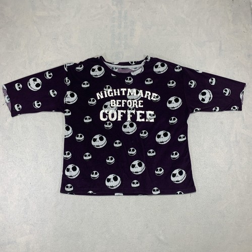 Disney Nightmare Before Coffee Christmas Womens XL Purple Sleepwear Pajama Top - Bild 1 von 11