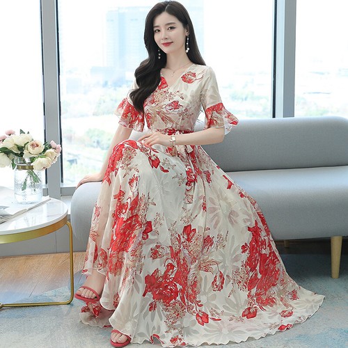 Womens Floral Short Flare Sleeve 