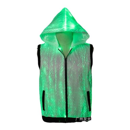 Fiber Optic Vest Costume Luminous Hooded Coat LED Colored Light Performance Prop - Picture 3 of 11