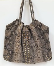 NEW MICHAEL KORS UPTOWN ASTOR DARK SAND PYTHON LEATHER,GOLD STUDS,RINGS,TOTE BAG