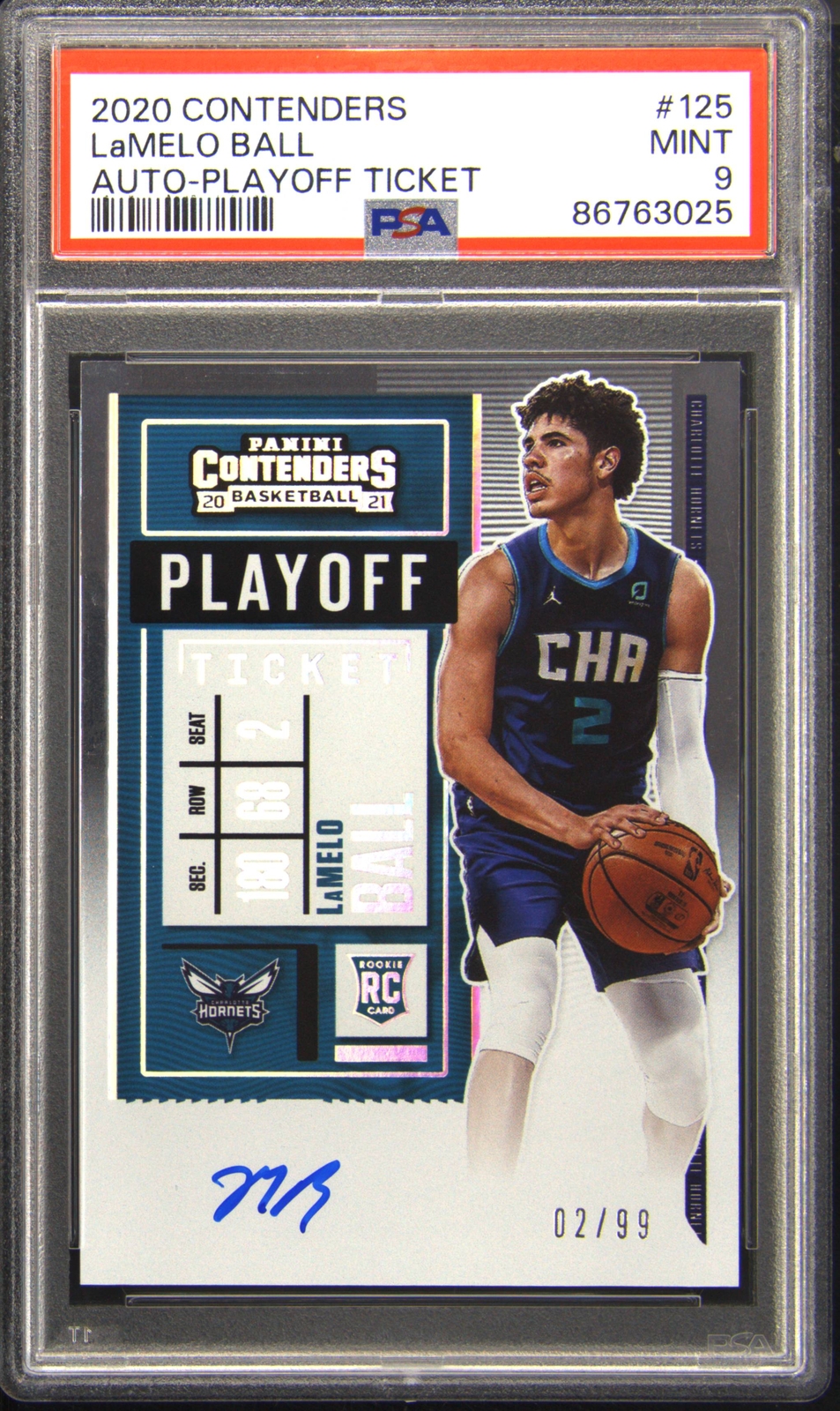 2020 Contenders Playoff Ticket Lamelo Ball Auto 02/99 JERSEY # PSA 9 MINT Rookie