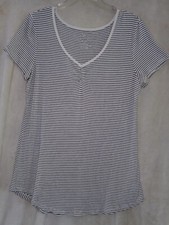 Womens Blouse 24/7 Maurices M Black and Off White Striped Pre-owned 