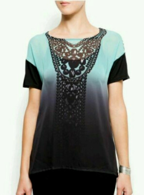 MANGO JEANS BLOUSE SHIRT BoHo ROMANTIC FASHION BLOGGER Size S MINT!! Excellent!!