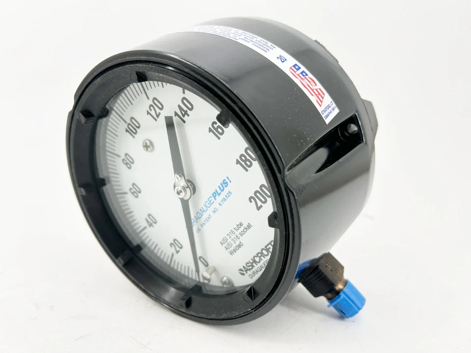 New Ashcroft 45-1279-SS-02L-200# Pressure Gauge 4-1/2" Dial 316 Tube 200PSI - Image 2 of 4