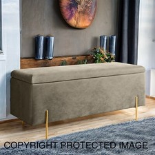 Ottoman Storage Box  Plush Velvet Toys Blanket Upholstered Bench Footstool.