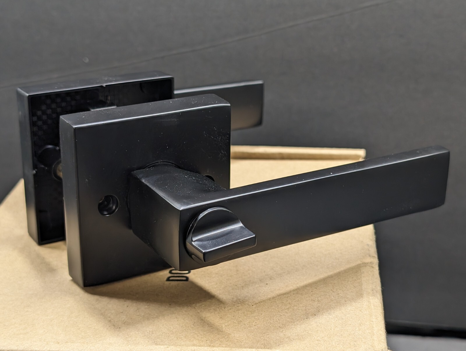 Privacy Door Handle Black Keyless Door Levers Set (2 Pack), Heavy Duty-image