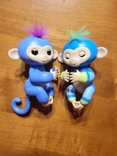 LOT OF 2 Fingerlings Purple Pink Hair and Blue Green Hair Monkey READ AS IS