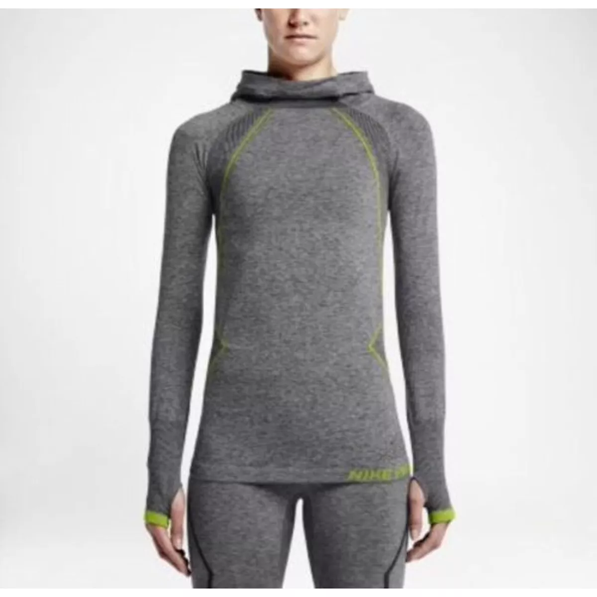 Nike Pro HyperWarm Limitless Knit Training Hoodie Fitted Gray