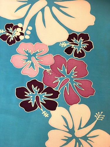 Sarong Pareo Lungi Tuch Blumen Schal Premiumqualität 100% Viskose Rosa Blau - Bild 3 von 6