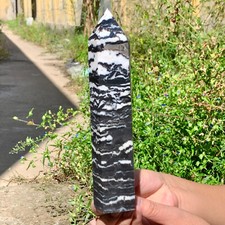 1.87LBNatural black zebra crystal obelisk healing specimen