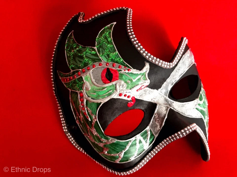 Venetian mask, Dragon Mask, masquerade, Celtic Dragon, Celtic Mask, Green Dragon - Image 2 of 4