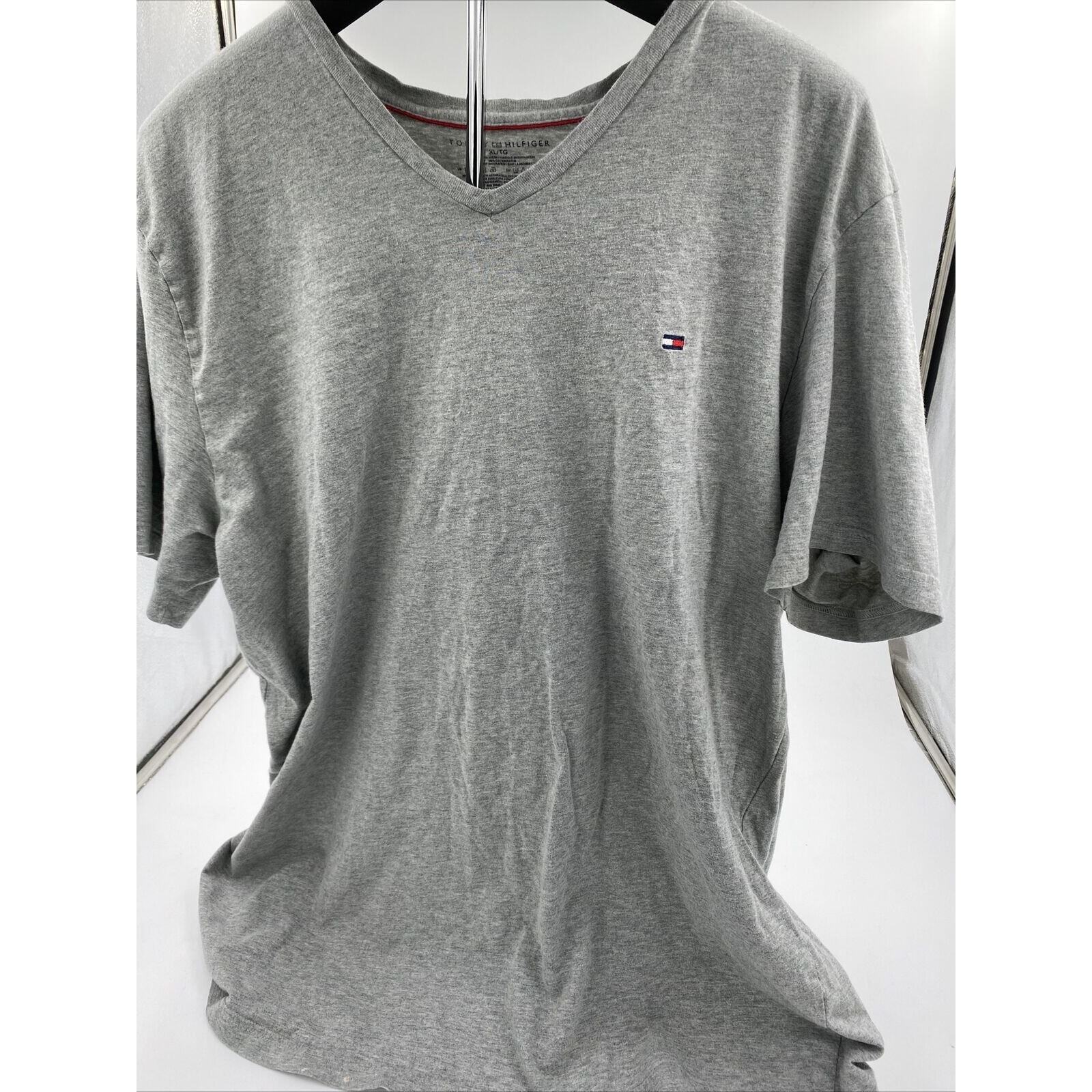 Tommy Hilfiger Men's Gray T-shirt Tee V-neck Cotton Size XL