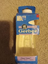 Vintage 2 Gerber Baby Bottles clear plastic 4 Ounce With Ring Cap