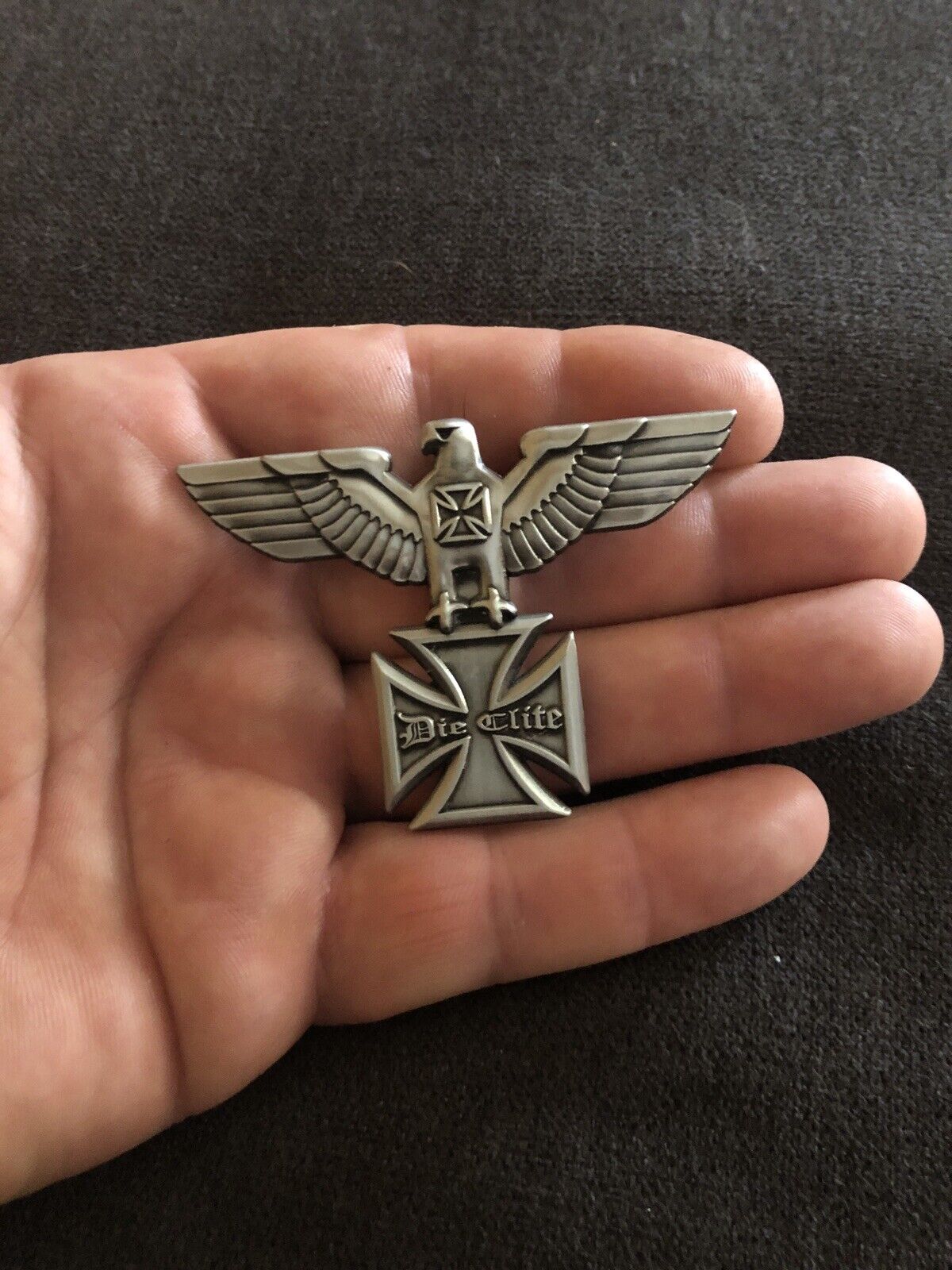 XXL-Pin, Adler mit EK Die Elite Reichsadler, Biker, WWII, Kutte, Harley