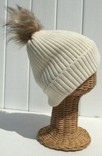 New Women's Beanie Winter Ski Hat Knitted With Pom Pom  Plush Lining D