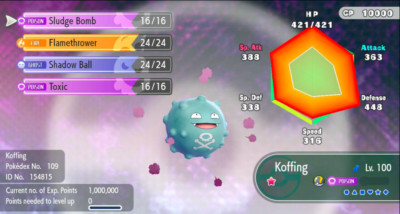 Pokemon Let's Go Pikachu/Eevee 6IV Max AV Shiny Koffing