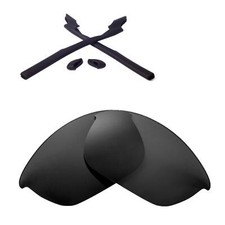 Walleva Polarized Black Lenses And Rubber Kit For Oakley Half Jacket 2.0 Glasses