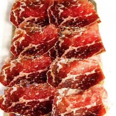 200g Cecina de Leon Rinderschinken, geräuchert 1 Jahr luftgetrocknet geschnitten