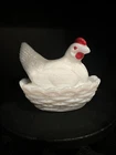 Vintage Glass Chicken Hen on Nest Salt Candy/Nut Dish Milk Glass Westmoreland