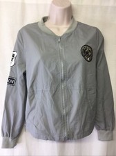 Meng Kin Duo Gray Long Sleeve Women's Wind Breaker Jacket, Size M      Z10