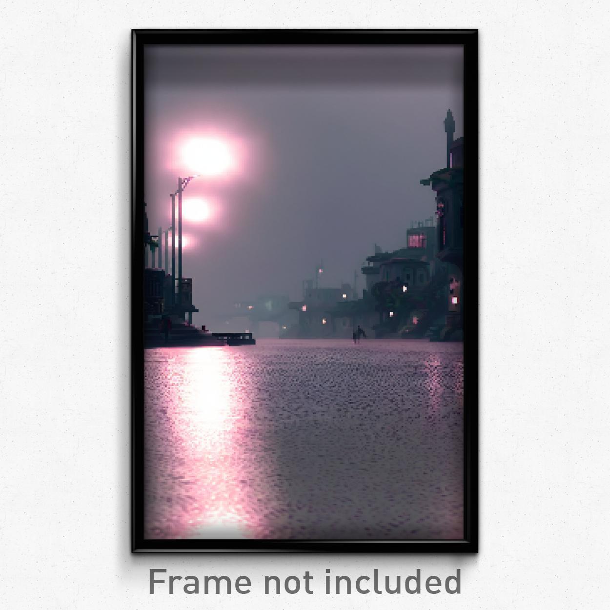 8-Bit Psychedelic Pixel Art Poster - Dreary Isthmus Trippy Gamer Print